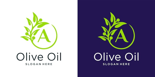 Lettre Un Modèle De Conception De Logo D'huile D'olive