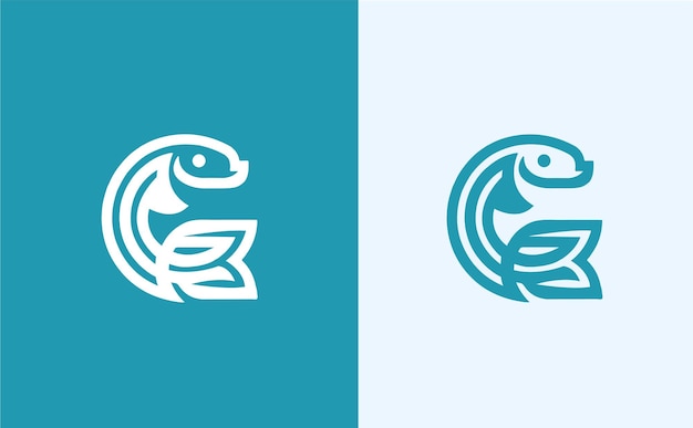 La Lettre C Avec Le Modèle De Logo Dolphin Est Un Design Minimaliste