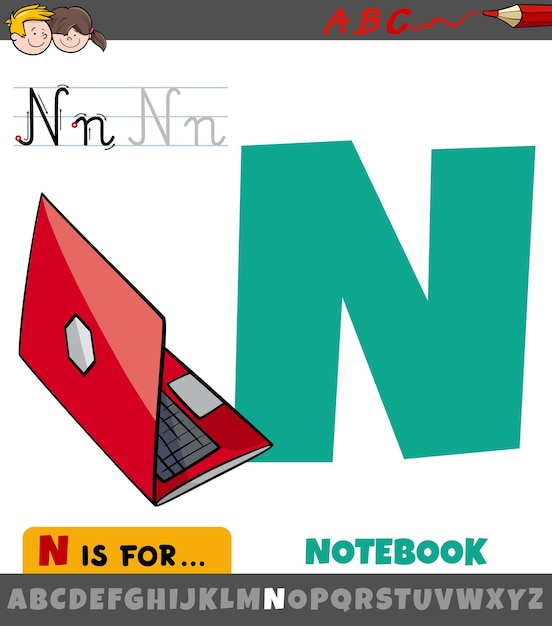 Lettre N De L'alphabet Avec Appareil électronique De Cartoon Notebook