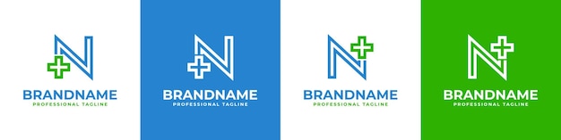 Vecteur lettre n croix médicale logo moderne pour les entreprises liées à la croix médicale ou à la pharmacie avec n initial