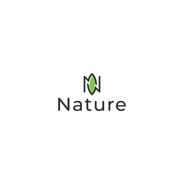 Vecteur lettre n moderne logo minimal de dessin au trait feuillu naturel