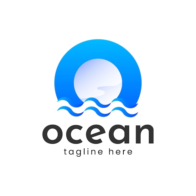 Lettre O Ocean Water Wave Logo Vector Design