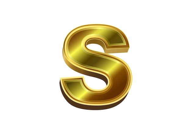 Lettre d'or 3d S Alphabet d'or de luxe sur fond blanc