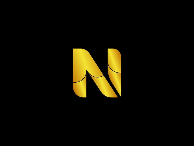 Lettre d'or n sur fond noir