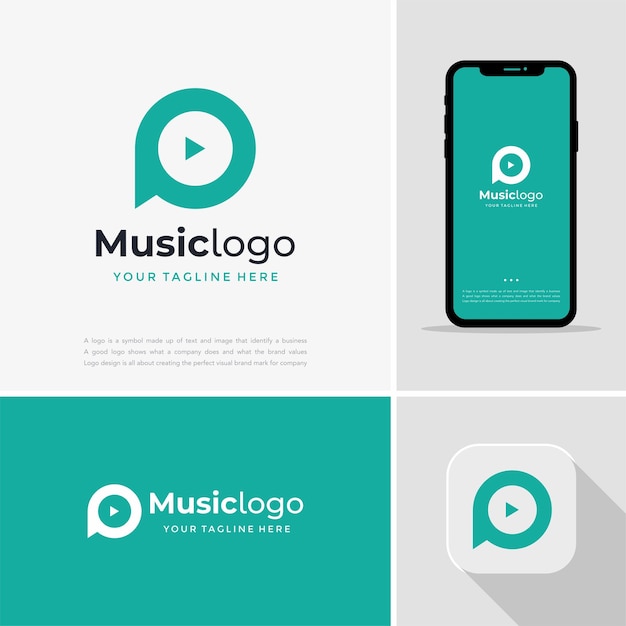 Lettre P Cercle Isolé Pour La Conception Du Logo De La Liste De Lecture Musicale, Logo Utilisable Pour L'application Musicale