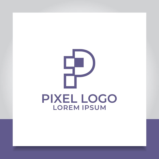 Lettre P Logo Design Données Pixel Connect Technologie