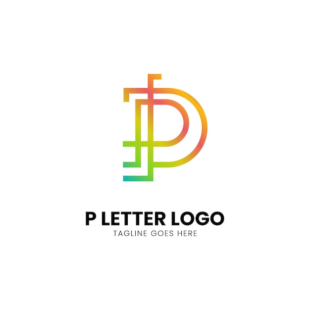 lettre p logo moderne initial dégradé couleur vecteur naturel icône illustration stock design