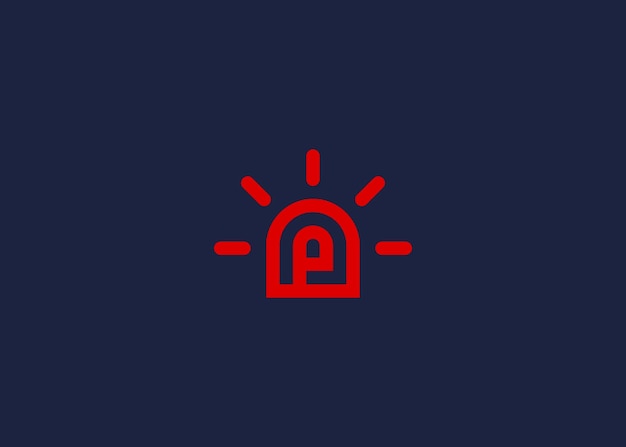 Vecteur lettre p avec lumières d'urgence logo icône de conception modèle de conception vectorielle inspiration