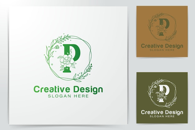 Lettre P modèle de conception de logo de style dégradé décoratif élégant floral naturel pour l'identité d'entreprise de marque