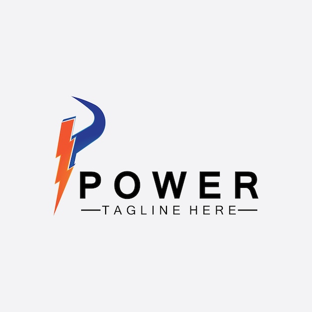 Lettre P Thunder Power Logo Vector Illustration Design