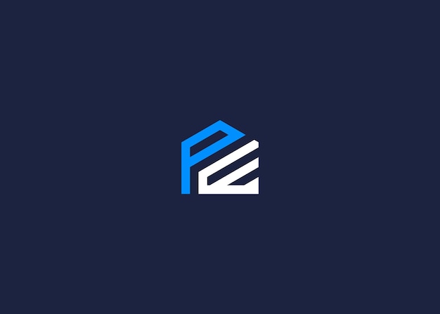 lettre pe avec le logo de la maison conception d'icône modèle de conception vectorielle inspiration