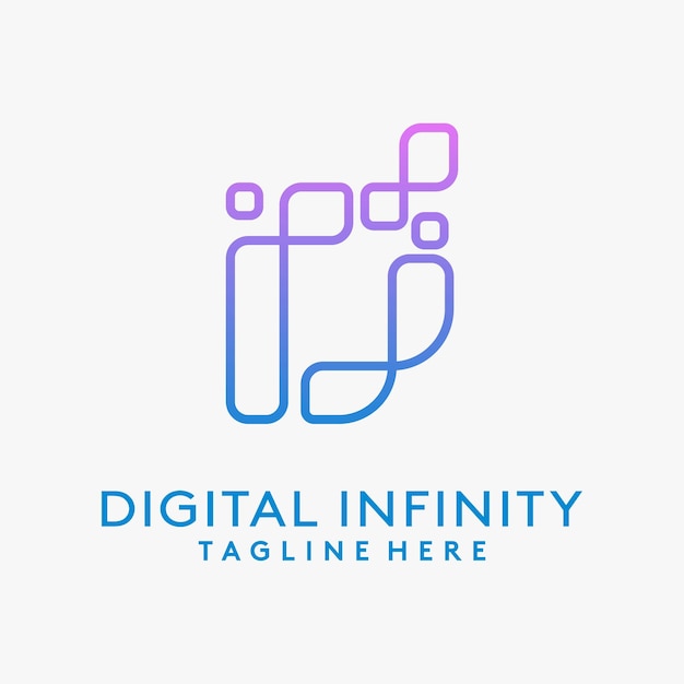 Vecteur la lettre d pour le design du logo de l'infini numérique