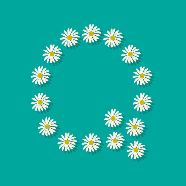 Lettre Q De Fleurs De Camomille Blanches. Police Ou Décoration Festive Pour Les Vacances Et Le Design De Printemps Ou D'été. Télévision Illustration Vectorielle