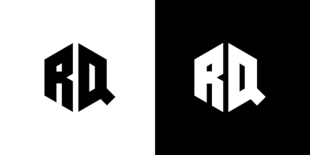 Lettre R Q Polygon Hexagonal Minimal Et à La Mode Design De Logo Professionnel En Noir Et Blanc