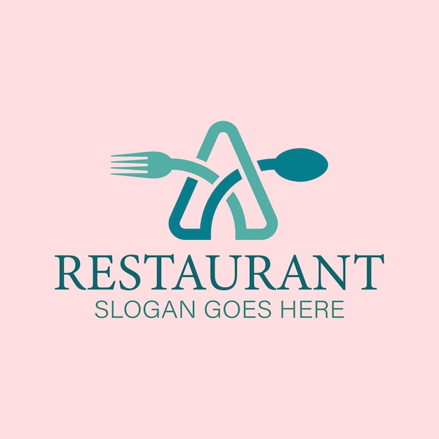 Lettre A Restaurant Logo avec Fourchette Cuillère