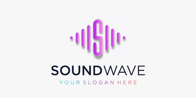 Lettre S avec modèle de logo d'élément d'onde d'impulsion magasin d'égaliseur de musique électronique Musique DJ
