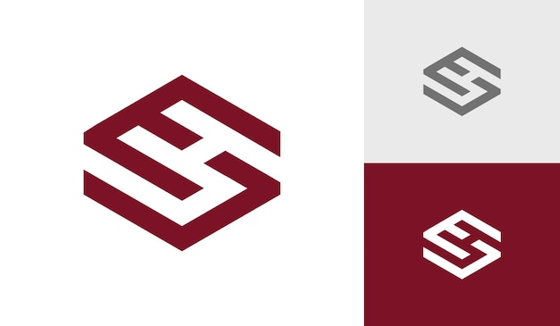 Lettre SE ou ES vecteur de conception de logo monogramme hexagonal initial