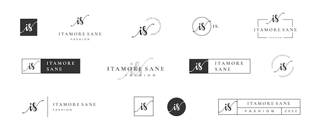 Vecteur lettre simple initiale is i logo monogramme sur fond noir pour la collection de design de photographie de mode beauté