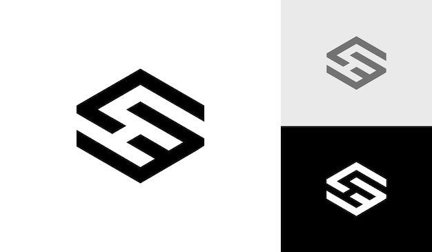 Lettre SW ou WS vecteur de conception de logo monogramme hexagonal initial