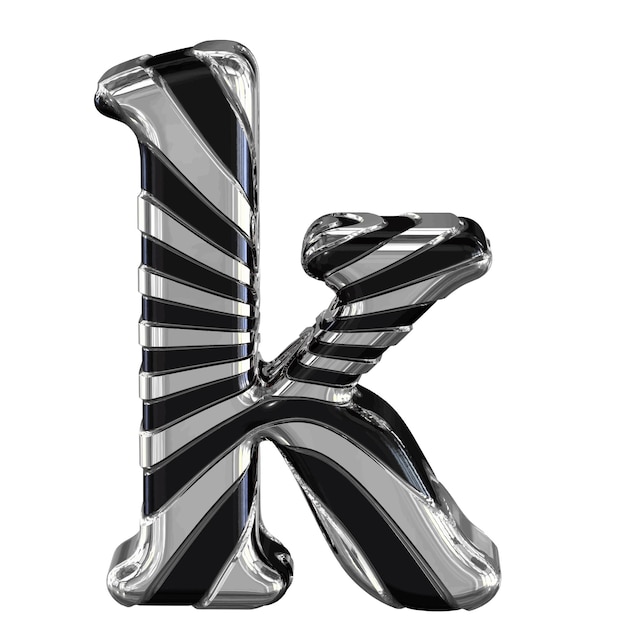 Lettre de symbole 3d noir et argent k