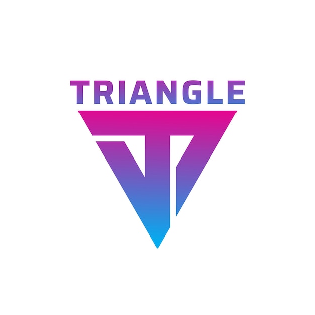 Lettre T en forme de triangle Alphabet Logo Design avec dégradé multicolore futuriste