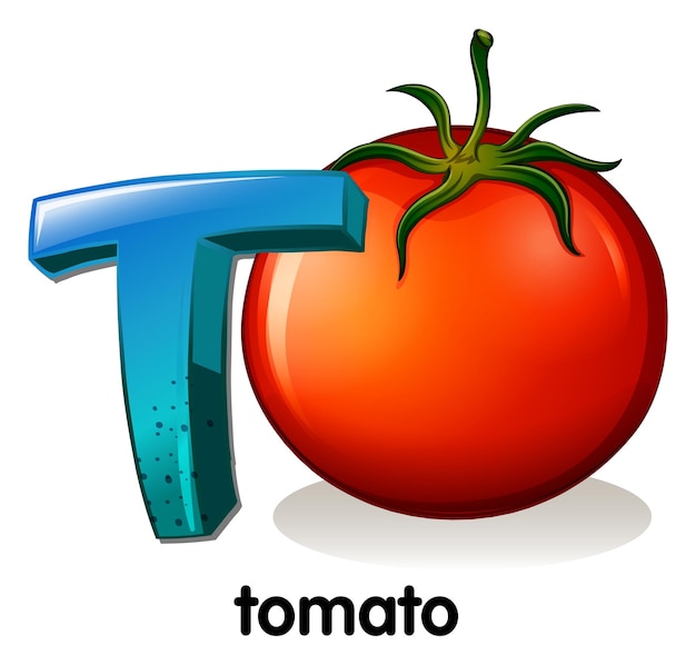 Vecteur une lettre t pour la tomate