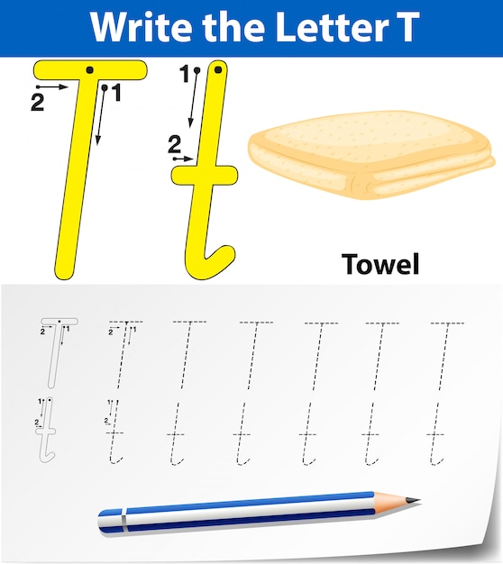 Lettre T Traçant Des Feuilles D'alphabet