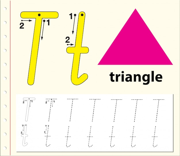 Lettre T Traçant Des Feuilles D'alphabet