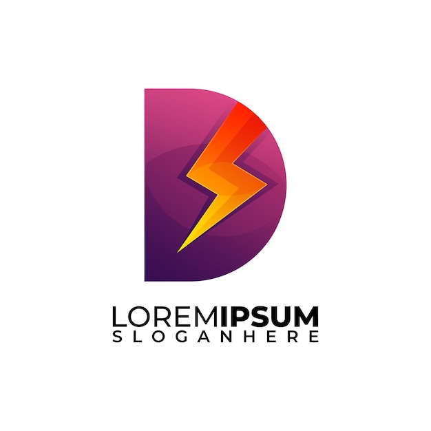 lettre D tonnerre logo coloré moderne