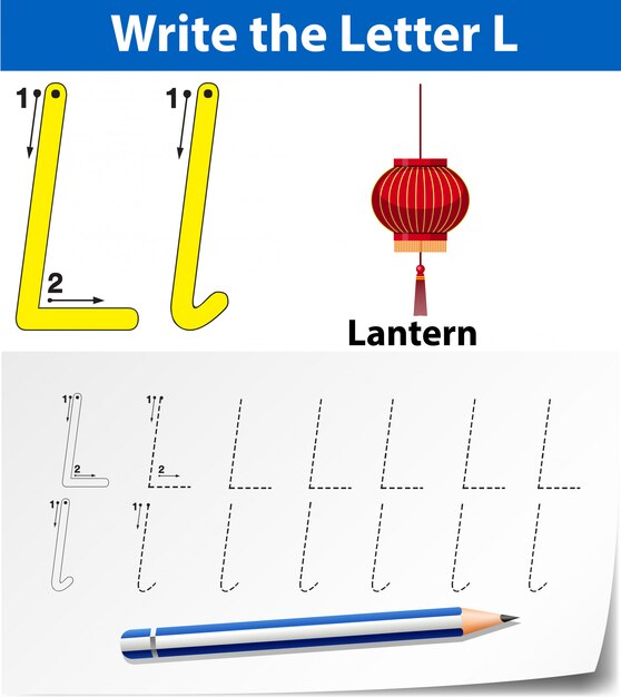 Lettre L Traçant Les Feuilles De L'alphabet