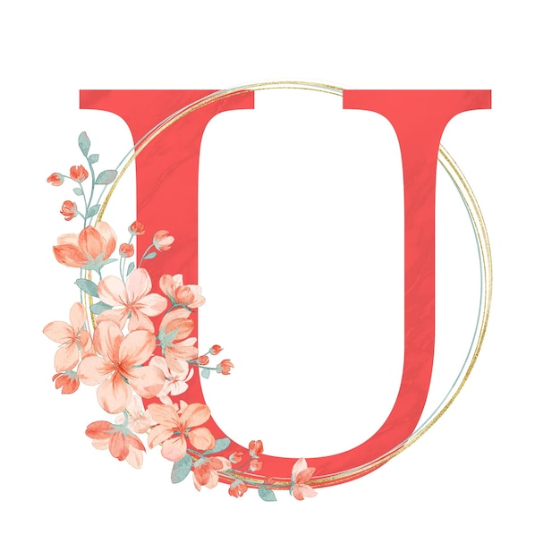 Lettre U Fleur Concept Aquarelle Floral