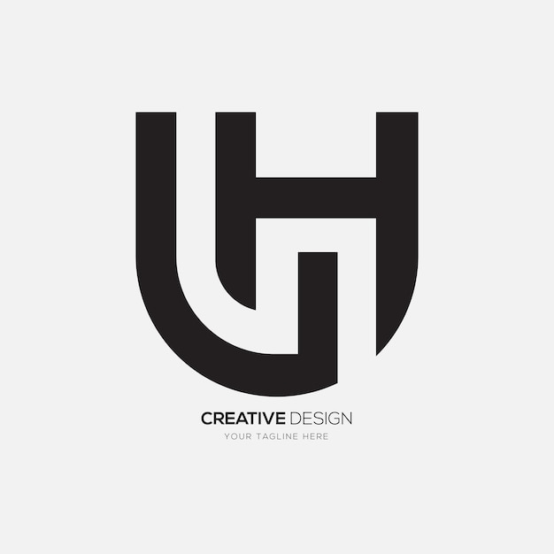 Lettre Uh Ou Hu Forme Créative Typographie Moderne Logo Monogramme Initial
