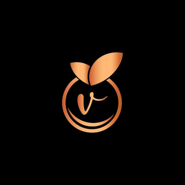 Lettre V orange fruit icône vecteur logo simple et moderne