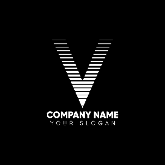Vecteur lettre v vv logo en forme de flèche de monogramme d'art minimaliste, couleur blanche sur fond noir