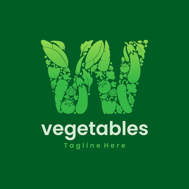 Lettre W Légumes Logo Vecteur