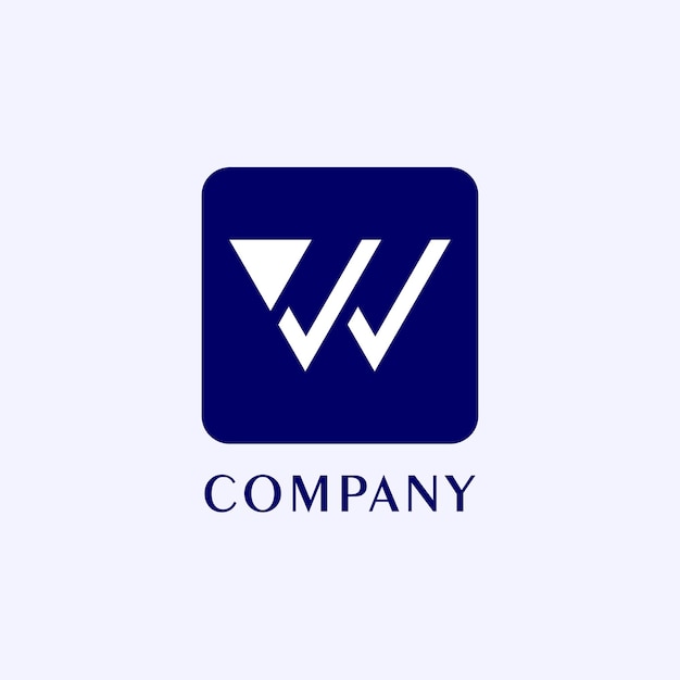 Lettre W Ou Vv Ou Vw Modèle De Conception De Logo Boîte Bleue Fond Gris Rectangle Square Logo Concept Simple Et Propre Strong Bold White Lettermark