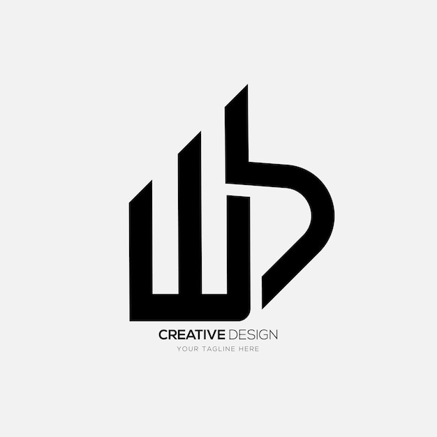 Lettre Wb Idée De Conception De Logo Monogramme De Typographie Initiale Plate Créative