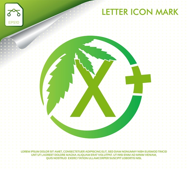 Lettre X Avec Création De Logo Vectoriel Feuille De Cannabis Vert