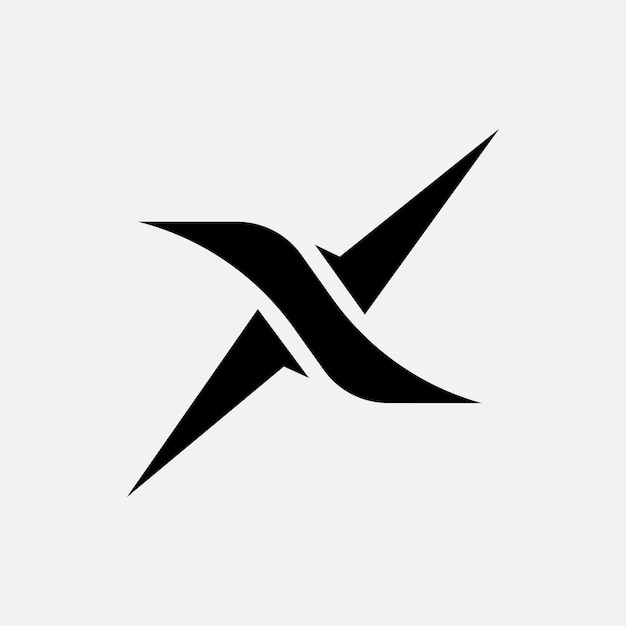 Vecteur lettre x avec logo de marque de jeu créatif en forme de flèche