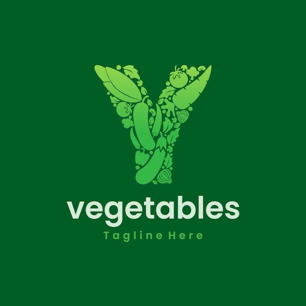 Lettre Y Légumes Logo Vecteur