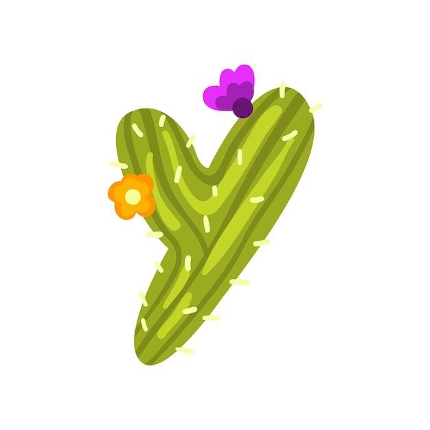 Vecteur lettre y sous forme de cactus avec fleurs épanouies vert eco lettre anglaise vecteur illustration isolé sur fond blanc
