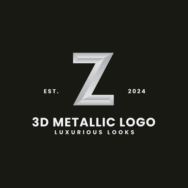 Lettre Z 3D Monochrome Concept Logo Royal et Classique Branding