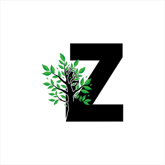 Vecteur lettre z avec symbole d'icône de conception de logo d'arbre