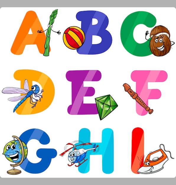 Vecteur lettres de l'alphabet cartoon education pour les enfants