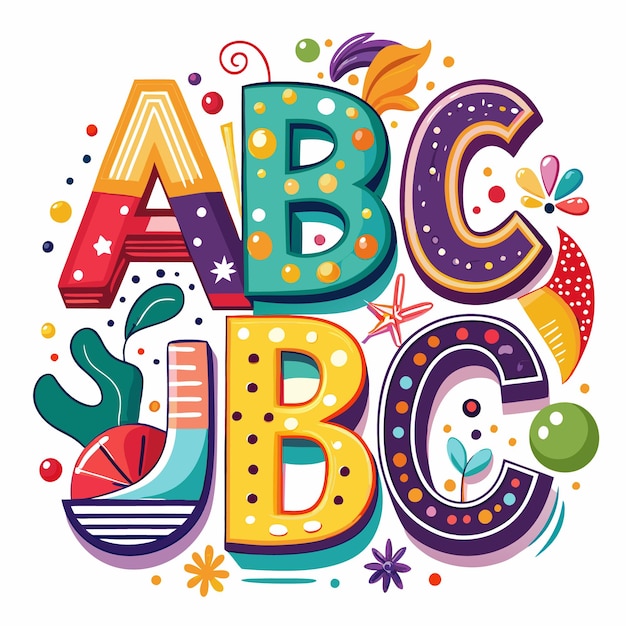 Des lettres d'alphabet colorées décorées de dessins floraux et géométriques