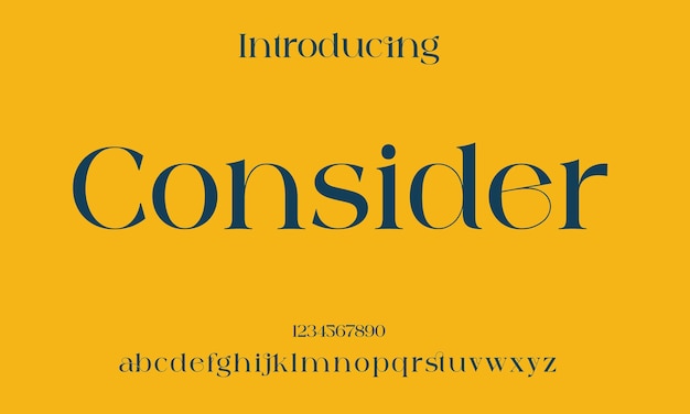 Vecteur lettres de l'alphabet élégant police et nombre lettrage classique minimal fashion designs typographie moderne serif polices décoratives design vintage concept illustration vectorielle