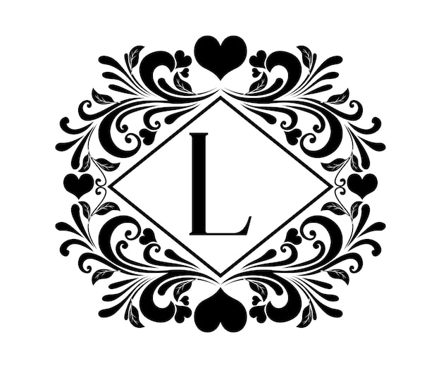 Lettres De L'alphabet Monogramme, Pour La Saint-valentin De Mariage, Imprimées Sur Des Tasses, Des T-shirts, Des Cartes De Vœux, Etc.