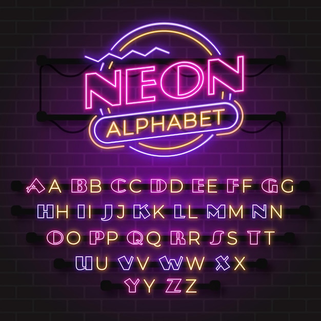 Lettres De L'alphabet Néon Brillant