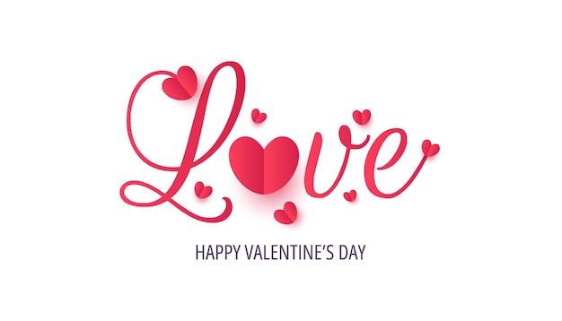 Lettres d'amour avec du texte calligraphique manuscrit Carte de vœux pour la Saint-Valentin