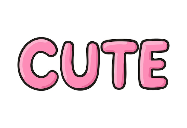 Des lettres à bulles roses mignons avec un style de dessin animé amusant et ludique